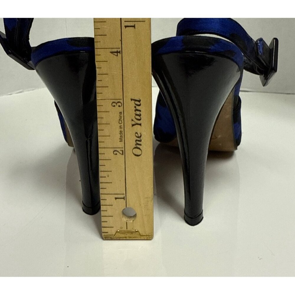 Yves Saint Laurent Slingback Women's Pumps Heels Shoes Blue Animal Print 8.5 - Picture 4 of 8